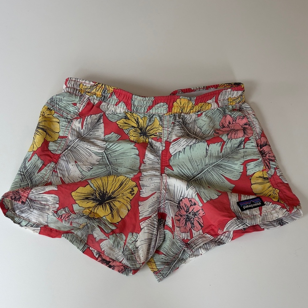 Patagonia Girl’s Red Floral Swim/Board Shorts